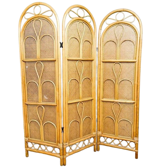 Vintage Rotan Kamerscherm Roomdivider Room Divider Rieten 1