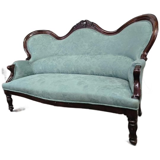 Vintage Muntblauwe Barok Zetel / Sofa / Canapé 1