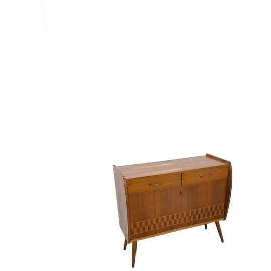 Kastje Met Geblokt Fineer En Messing Grepen En Poten 1