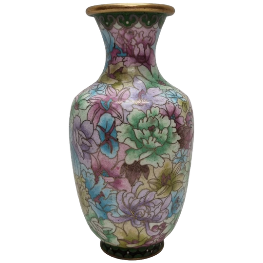 Vintage Roze Cloisonné Vaas 1