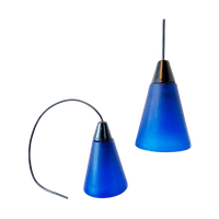 2 Glazen Hanglampen Kelkjes Blauwe Glazen Lamp