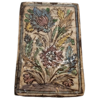 Antiek Perzische Majolica Tegel Met Bloemen
