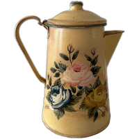 Vintage Haïti Grote Sier Theepot Met Beide Kanten Rozen Dessin