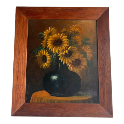 Zonnebloemen Schilderij Olieverf Op Hout