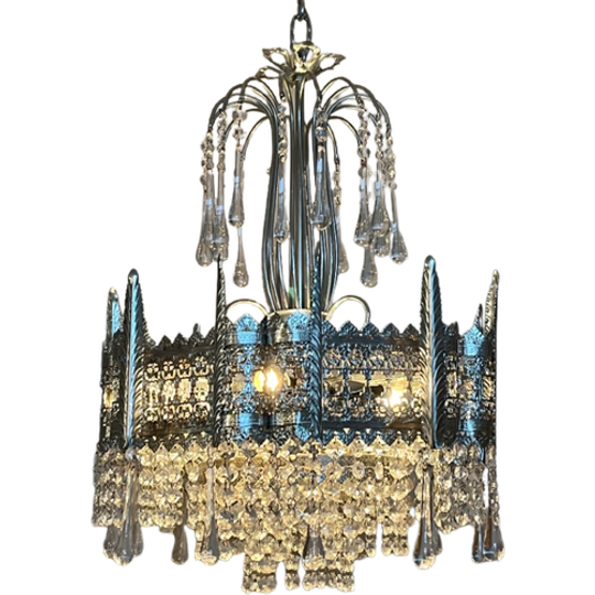 Murano Teardrop Kroonluchter Transparant Chrome Frame Oriëntaals 1