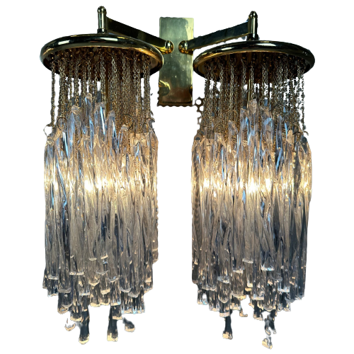 Vintage Dubbele Cascade Wandlamp – Kristal