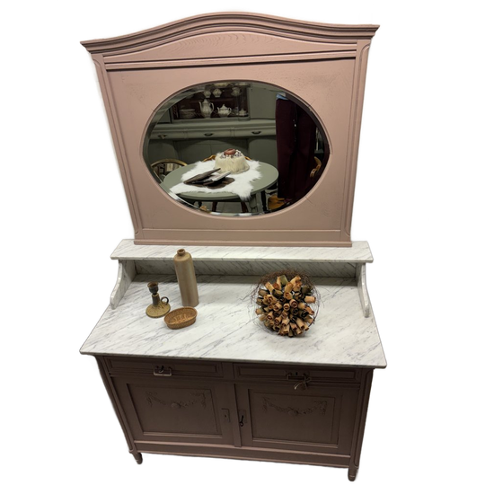 Vintage Brocante Kaptafel / Commode Met Spiegel 1