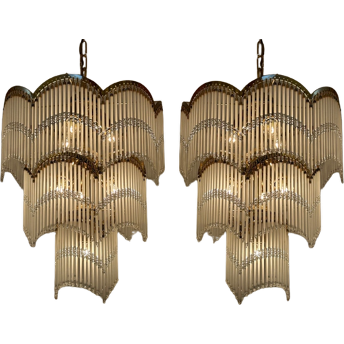 2X Staafjes Art Deco Stijl Hanglamp Kristal Gedraaide Staafjes Kroonluchter 3 Etages