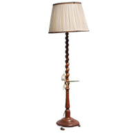 Vintage Staande Schemerlamp Met Gedraaide Houten Voet