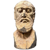 Uit Hout Gesneden Hoofd Of Buste Van Een Man Met Baard