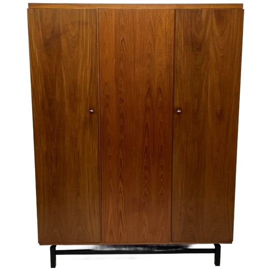 Mid-century 3 Deurs Kledingkast Vintage Demontabel Hang Leg 1