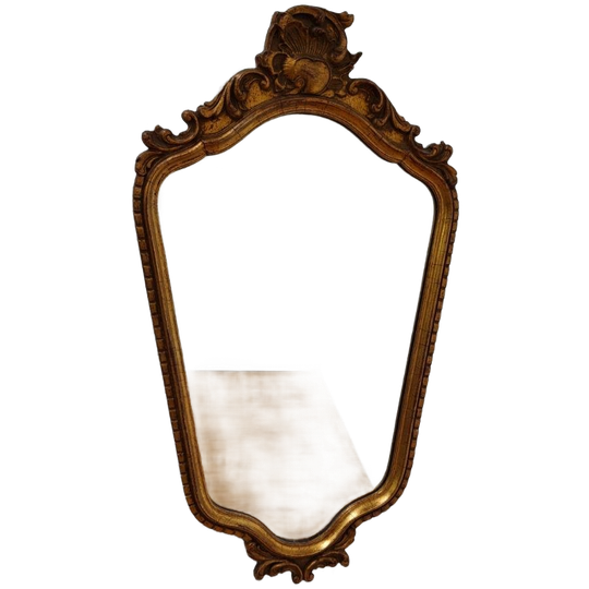 Vintage Goudkleurige Hollywood Regency Barok Rococo Spiegel Kuifspiegel 5 1