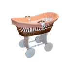 Baby Wiegje Op Wielen Wilgentenen Met Hout Brocante thumbnail 1