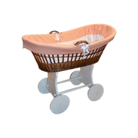 Baby Wiegje Op Wielen Wilgentenen Met Hout Brocante