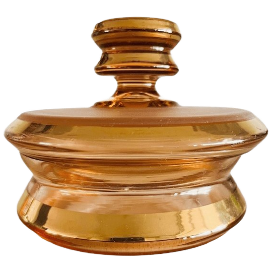 Artdeco Bonbonnière Zalmroze Goud Glas Sieradendoosje 1950’s 1