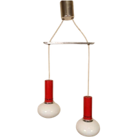 Vintage Cascade Hanglamp Met 2 Glas En Metaal Lampen