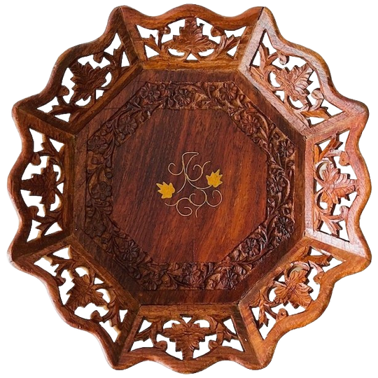 Vintage Houtsnijwerk Dienblad Oosters Teak 1