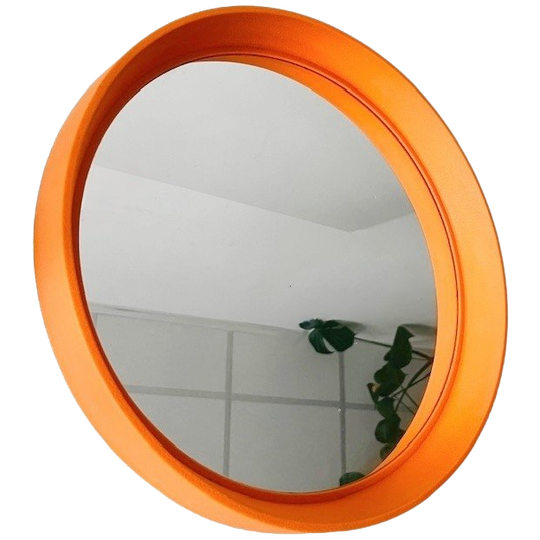 Mid-century Duitse Space Age Spiegel Oranje Kunststof Lange Germany 1960’s 1