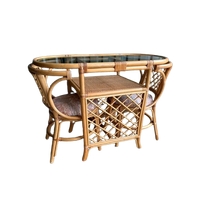 Vintage Rotan Bistroset Tafel Met Stoelen