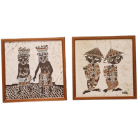 Set Van 2 Batik Schilderijen Schilderij