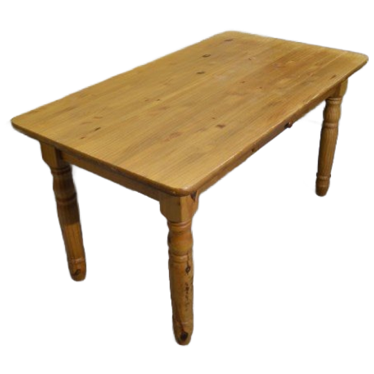 Massief Grenen Eettafel Met Lade En Gedraaide Poten 1