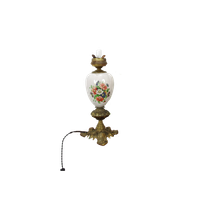 Vintage Porseleinen Lamp Met Bloemen En Messing Voet Margriet
