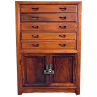 Vintage Chinees Houten Ladekastje Bestekkist 1950’s