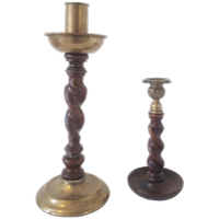 Set Van 2 Antieke Kandelaar Engelse Messing Kandelaars