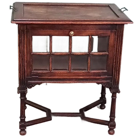 Gepatineerd Eikenhouten Antiek Engels Theekastje 1