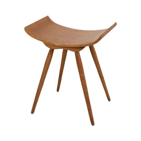 Duitse Houten Kruk Met Gebogen Zitting 70671 1