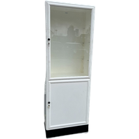 Vintage Metalen Originele Vitrinekast, Uit Ziekenhuis, Met Glasplaten, 60 Cm Breed