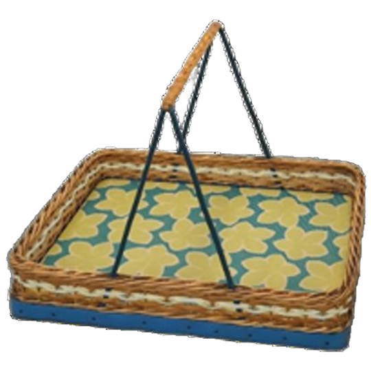 Rotan Dienblad Met Hengsel En Bloemen 1