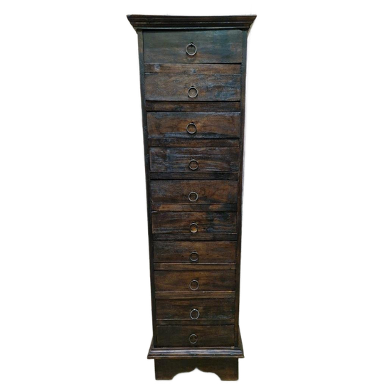 Oude Teakhouten Ladenkast, Apothekerskast, Archiefkast 1