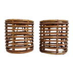 Set Van 2 Rotan Designkrukjes Van Tito Agnoli, 1960's thumbnail 1