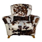 Vintage Country Koehuid Fauteuil thumbnail 1