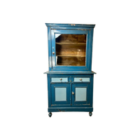 Brocante Blauwe Kast / Vitrinekast