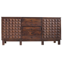 Brutalist Spanish Carved Sideboard Credenza