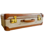 Vintage Koffer Brocante Beige Leder thumbnail 1