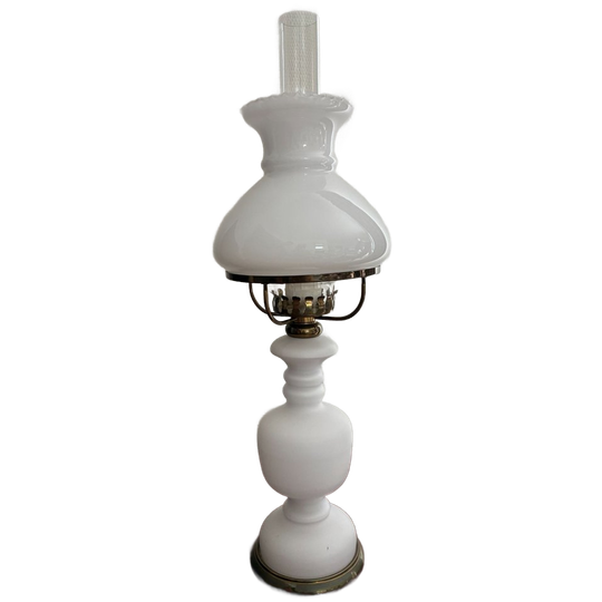 Vintage Opaline Glazen Olielamp (elektrisch) 1