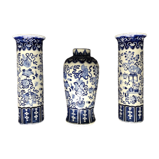 Chinees Antiek 3 Delig Kaststel, Petrus Regout Ca. 1900 1