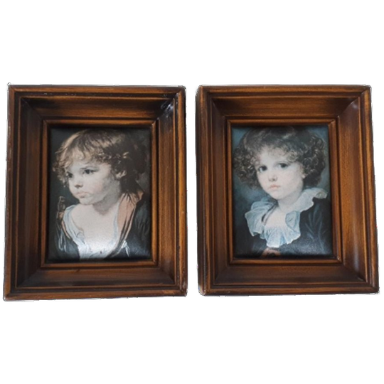 * 2 Retro Schilderijtjes Met Bekende Prentjes Op Zijde 1