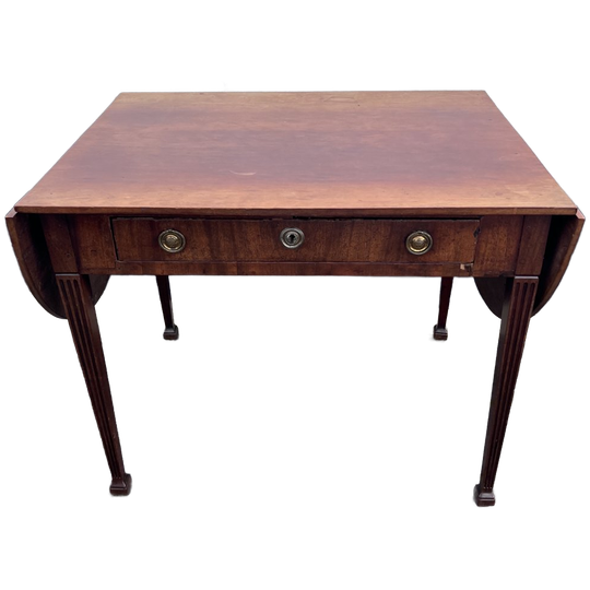 Antiek Engels Mahonie Schrijftafel Met Lade En Hangoren, Maten Volgen Nog 1