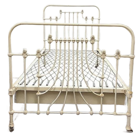 Vintage Frans Gietijzeren Bed : Hoofdbord & Voetbord & Frame 1