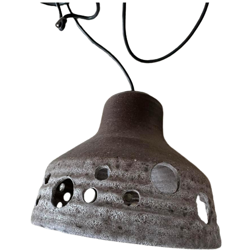 Vintage Fat Lava Hanglamp Keramiek Dinges Grijs Bruin