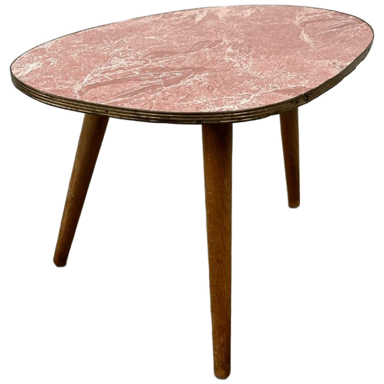 Vintage Plantentafeltje, Organisch Blad - Roze Marmerlook 1