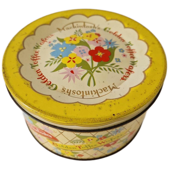 50's Vintage Koektrommel Koekjestrommel Toffee Wafel Blikje 1