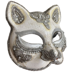 Venetian Silver Macramé 🏵 Cat Mask thumbnail 1