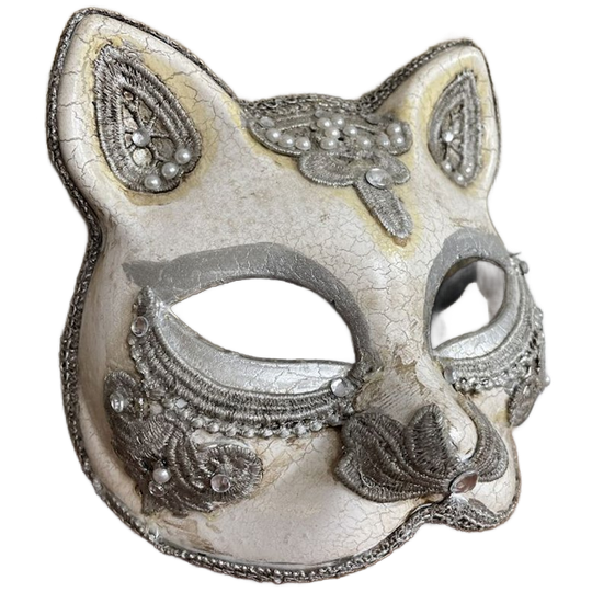 Venetian Silver Macramé 🏵 Cat Mask 1
