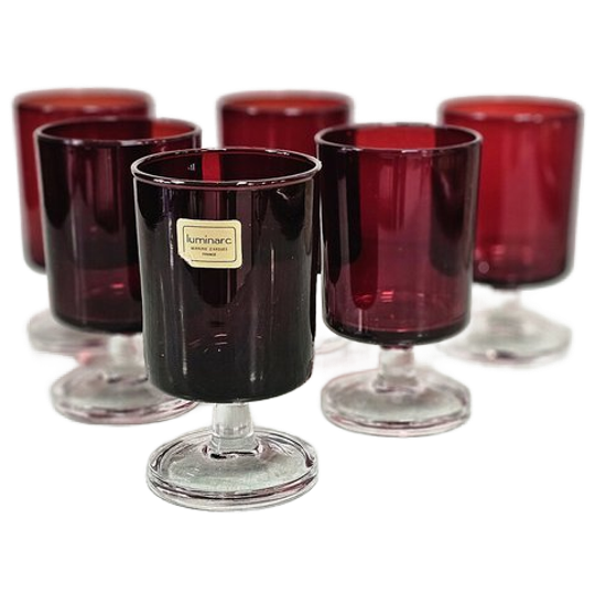 Vintage Luminarc Cavalier Glazen Ruby Red (6x) 1