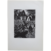 Houtsnede Frans Masereel: De H. Bloedprocessie Te Brugge (2)